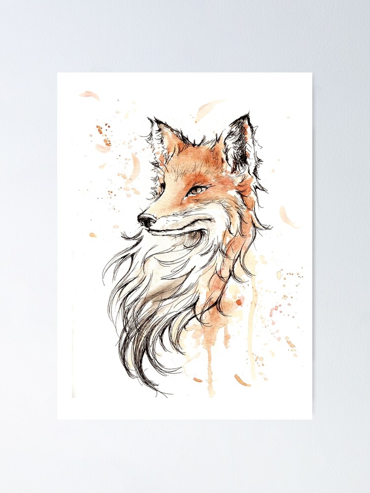 Poster Aquarelle Renard Renard Aquarelle Par Kitsukiss Redbubble