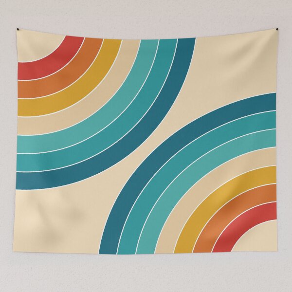 Item preview, Blue, red, yellow and orange retro style circles designed and sold by BattaAnastasia.