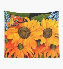 Sunflowers and Monarch Butterfly Wall Tapestry