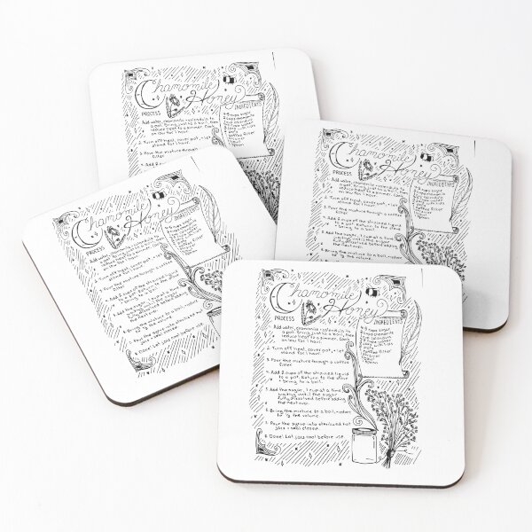 Item preview, chamomile honey recipe line art, digital art, botanical witch art designed and sold by LastMinuteLaura.