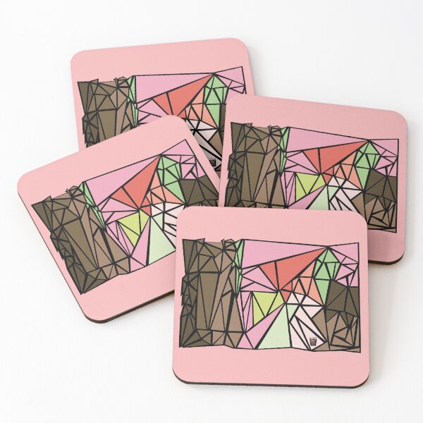 Item preview, Abstract pattern of triangles -  color pattern of ice cream tints with black background and outline designed and sold by NS-Design-Shop.