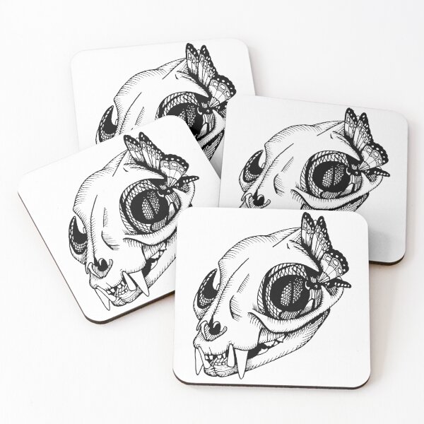 Item preview, cat skull line art drawing designed and sold by LastMinuteLaura.