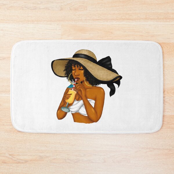 Item preview, Natural Hair Black Woman with Summer Hat sipping Juice designed and sold by Deanna McRae.