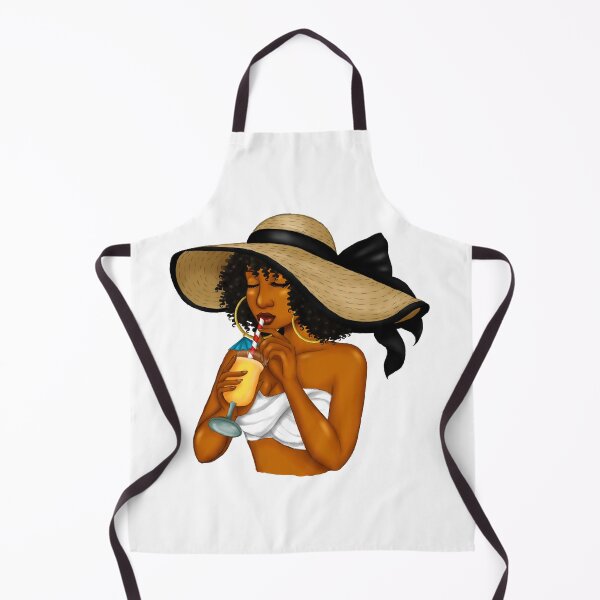 Item preview, Natural Hair Black Woman with Summer Hat sipping Juice designed and sold by Deanna McRae.