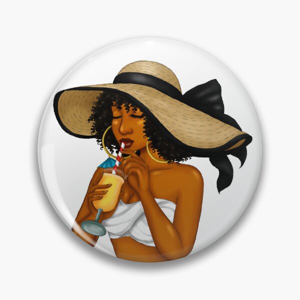 Item preview, Natural Hair Black Woman with Summer Hat sipping Juice designed and sold by Deanna McRae.