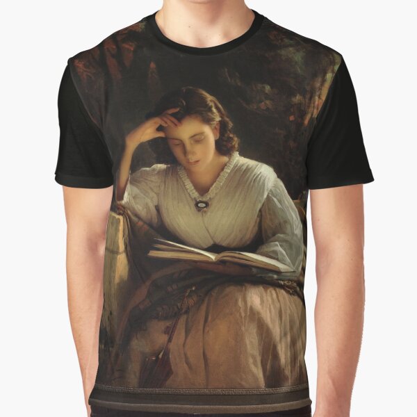 Reading Woman by Ivan Kramskoi Remastered Xzendor7 Classical Art Reproduction Graphic T-Shirt