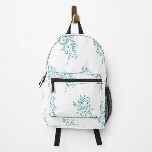 Item preview, Teal Branches Leaves Pattern On White Background designed and sold by burbankdesigns.