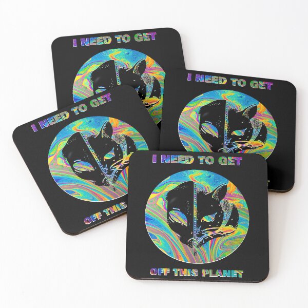 Item preview, I Need To Get Off This Planet Alien Psychedelic Cat designed and sold by TheWildFlix.