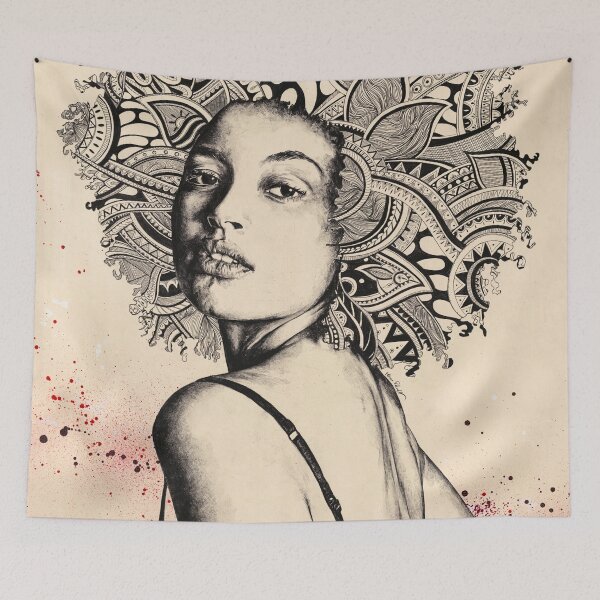 Item preview, Viewforia | retrato realista de niña afro zentangle designed and sold by Marco Paludet.