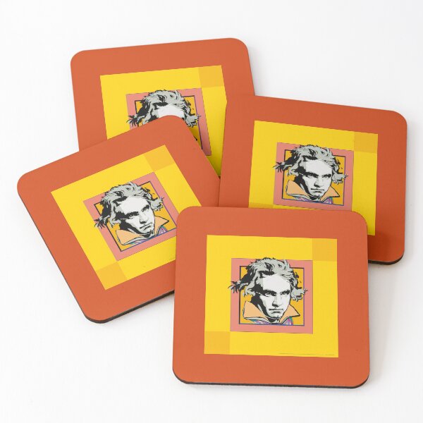 Item preview, Ludwig van Beethoven, framed portrait, with tie ©-edition. Beige / Orange / Yellow designed and sold by Brunhilde1001.