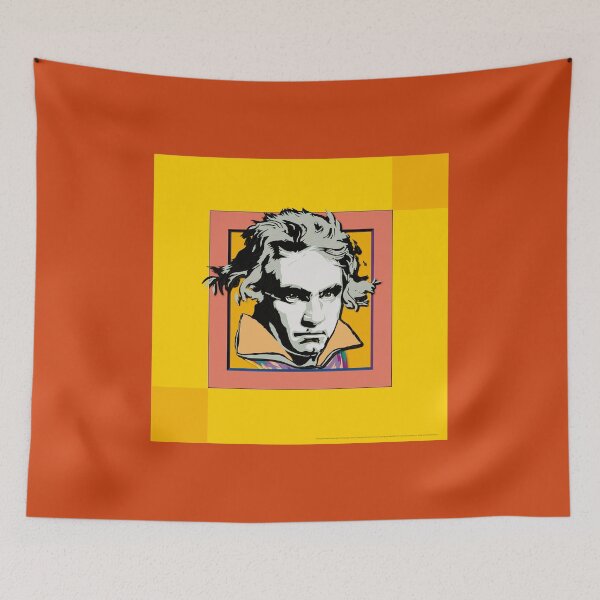 Item preview, Ludwig van Beethoven, framed portrait, with tie ©-edition. Beige / Orange / Yellow designed and sold by Brunhilde1001.