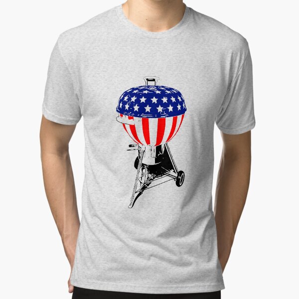 Item preview, USA Charcoal Kettle Grill T-Shirt Stars and Stripes July 4th designed and sold by NakedShirts.
