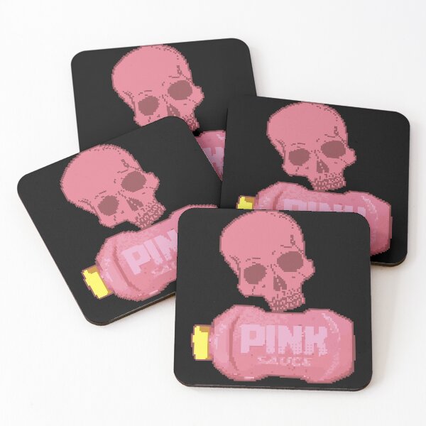 Item preview, pink sauce skull pixel art designed and sold by Chaos-Touch.