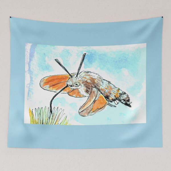 Item preview, Hummingbird Hawk Moth painting designed and sold by Art by Kirsten Sneath.