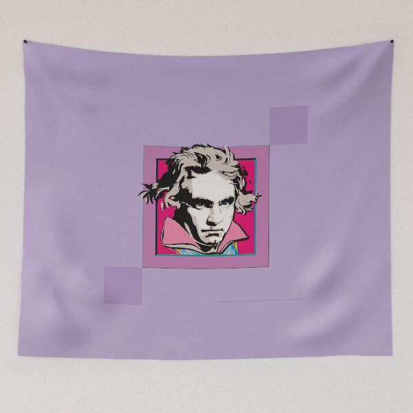 Item preview, Ludwig van Beethoven, framed portrait, with tie ©-edition. Beige / Red / Purple designed and sold by Brunhilde1001.