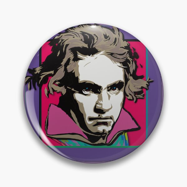 Item preview, Ludwig van Beethoven, framed portrait, with tie ©-edition. Beige / Red / Violet / Aubergine designed and sold by Brunhilde1001.