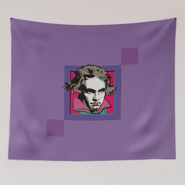 Item preview, Ludwig van Beethoven, framed portrait, with tie ©-edition. Beige / Red / Violet / Aubergine designed and sold by Brunhilde1001.