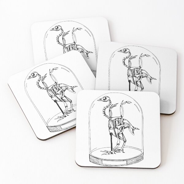 Item preview, chicken skeleton in cloche drawing line art illustration designed and sold by LastMinuteLaura.