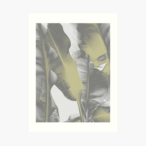 Gray and Gold Banana Leaves Art Print