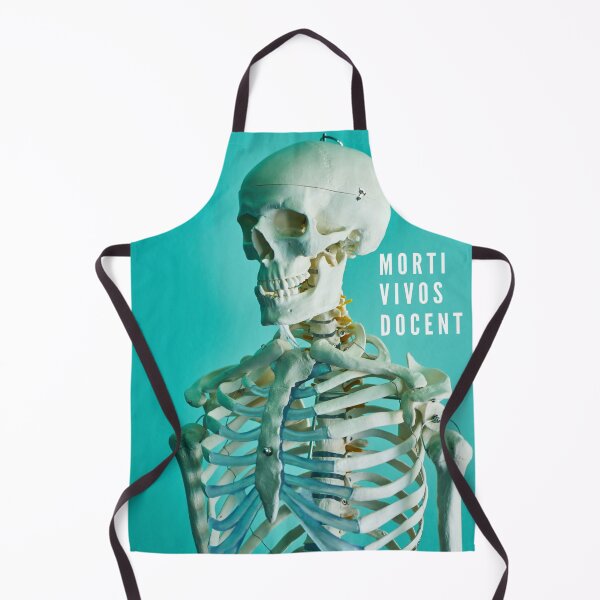 Item preview, Morti vivos docent with a skeleton on turquoise background, the dead teach the living designed and sold by Lady-Frost.