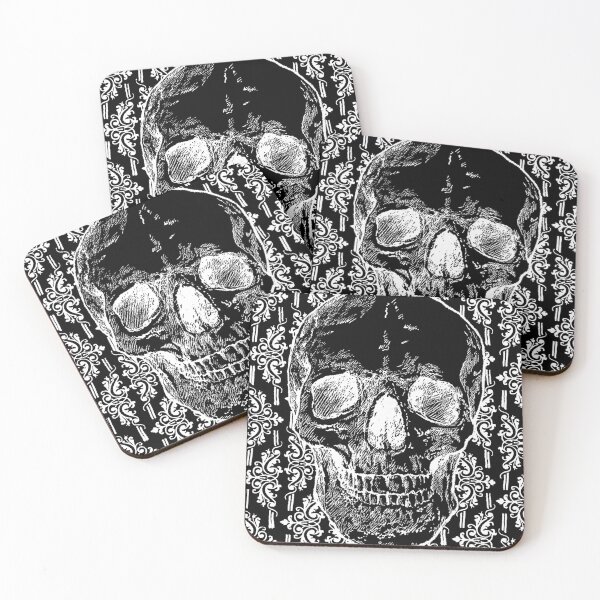 Item preview, goth skull with weird flower wallpaper background designed and sold by Michael Stewart.