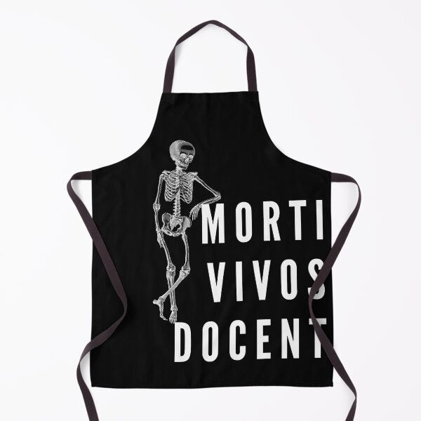 Item preview, Latin quote for pathologist gift for medical studen Morti vivos docent the dead teach the living with a skeleton in black and white, designed and sold by Lady-Frost.