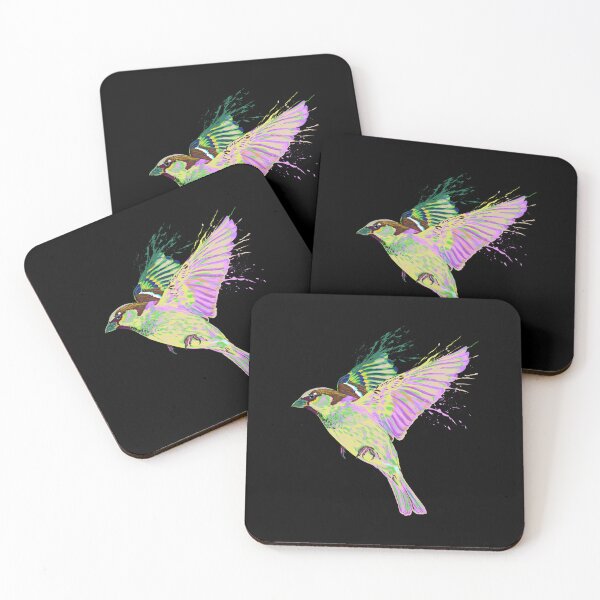 Aperçu de l'œuvre Moineau domestique volant coloré Splash Oiseau Moineau créée et vendue par alwe-designs.