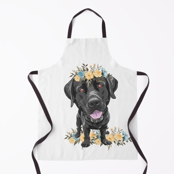 Artikelvorschau, Schwarzes Labrador-Blumenmuster. Labrador-Blumen. entworfen und verkauft von Doggymadness.