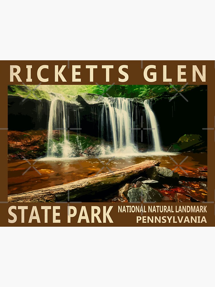 "Ricketts Glen State Park Pennsylvania Watercolor Vintage" Sticker for