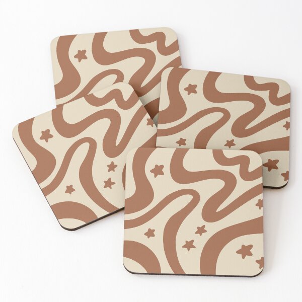 Item preview, Retro Liquid Swirl & Stars Abstract Pattern Brown & Muted Yellow designed and sold by scorpiolane.