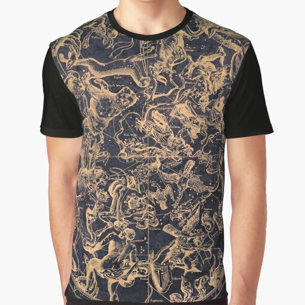 Vintage Constellations and Astrological Signs | Yellowed Ink and Cosmic Colour Graphic T-Shirt