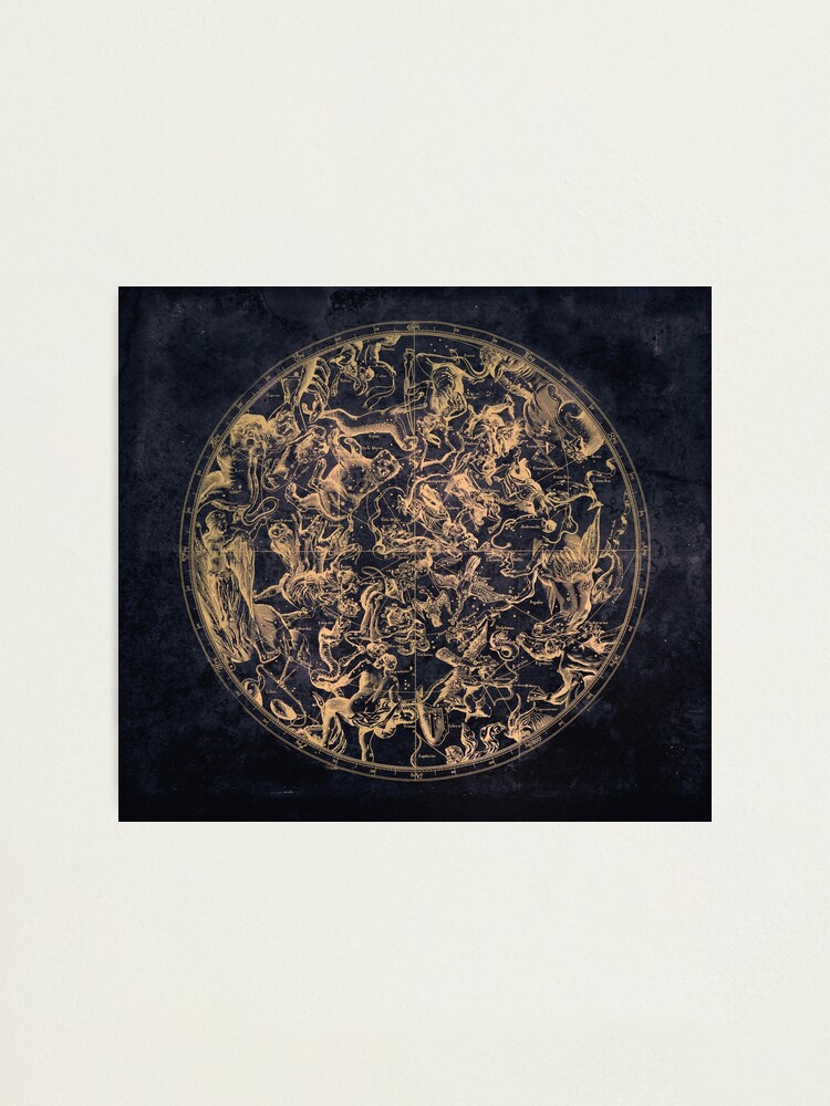 Alternate view of Vintage Constellations and Astrological Signs | Yellowed Ink and Cosmic Colour Photographic Print