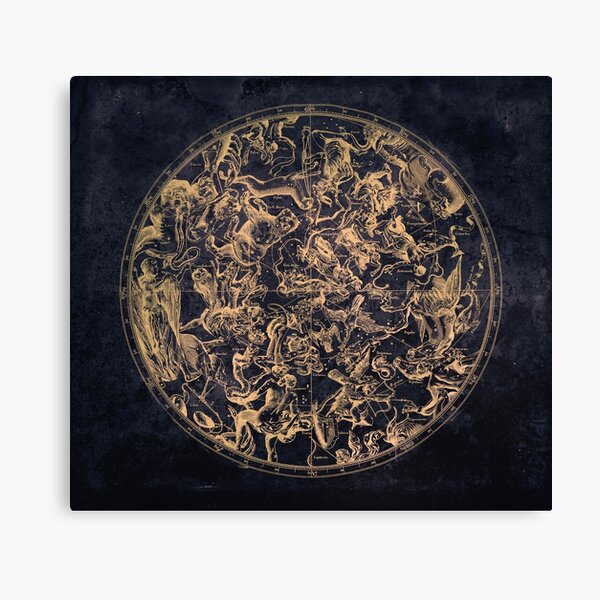 Vintage Constellations and Astrological Signs | Yellowed Ink and Cosmic Colour Canvas Print