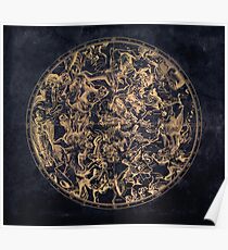 Vintage Constellations and Astrological Signs | Yellowed Ink and Cosmic Colour Poster