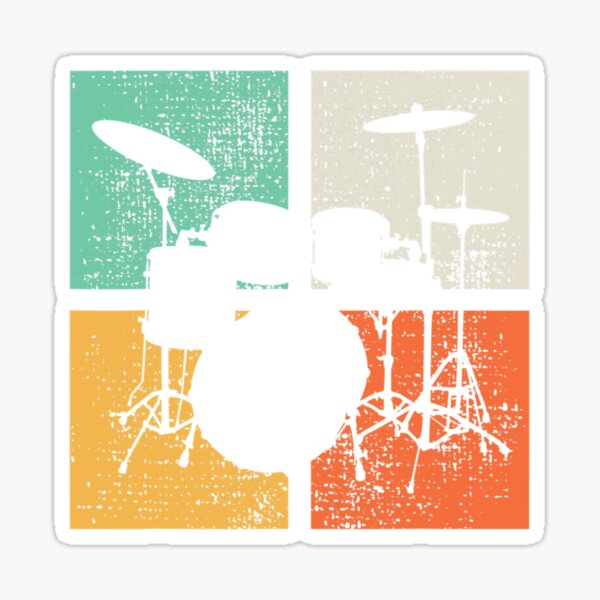 "Drums Drummer Vintage Retro Drum Set" Sticker for Sale by