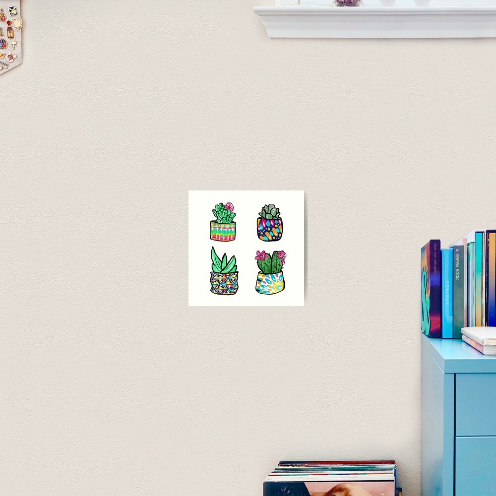 Colorful Cactus and Succulent Illustration Art Print