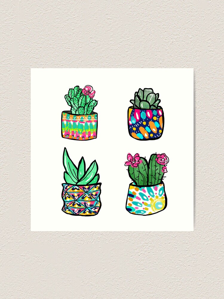 Alternate view of Colorful Cactus and Succulent Illustration Art Print