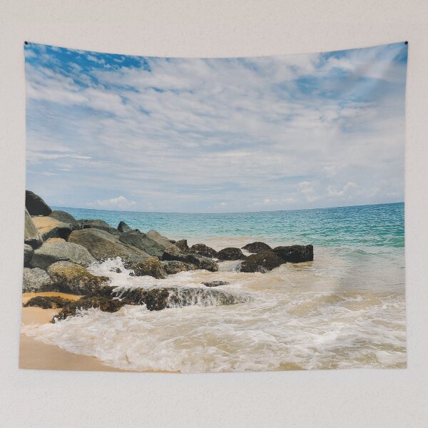 Item preview, beautiful rocky beach with white sand awesome sunset view gift designed and sold by Asombrosa.