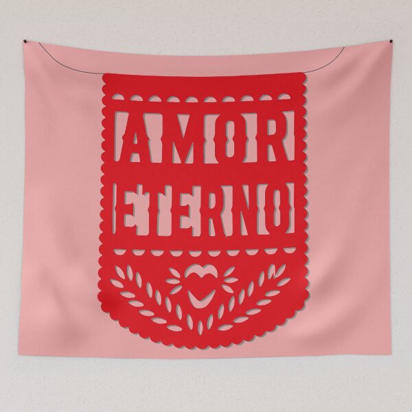 Item preview, Eternal love red mexican banner papel picado fiesta handmade decorations eternal love san valentines gift designed and sold by T-Mex.