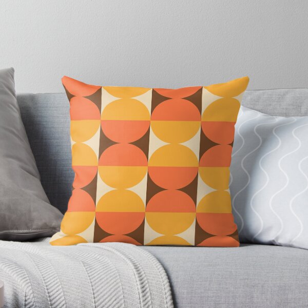 Burnt Orange Geometric Design Throw Pillow Cover Mid Century