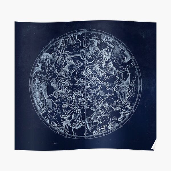 Vintage Constellations & Astrological Signs | White Poster