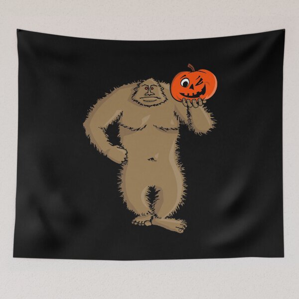 Item preview, Sasquatch with Pumpkin Bigfoot Halloween designed and sold by FringeDweller2.