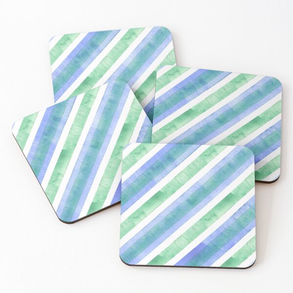 Item preview, Blue Green Watercolor Diagonal Pinstripe Pattern, Watercolor Diagonal Stripes, Watercolor Diagonal Lines  designed and sold by antevasinart.
