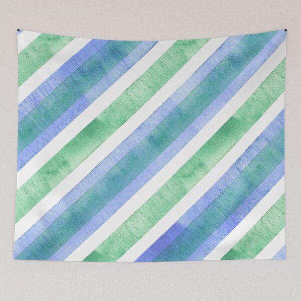 Item preview, Blue Green Watercolor Diagonal Pinstripe Pattern, Watercolor Diagonal Stripes, Watercolor Diagonal Lines  designed and sold by antevasinart.