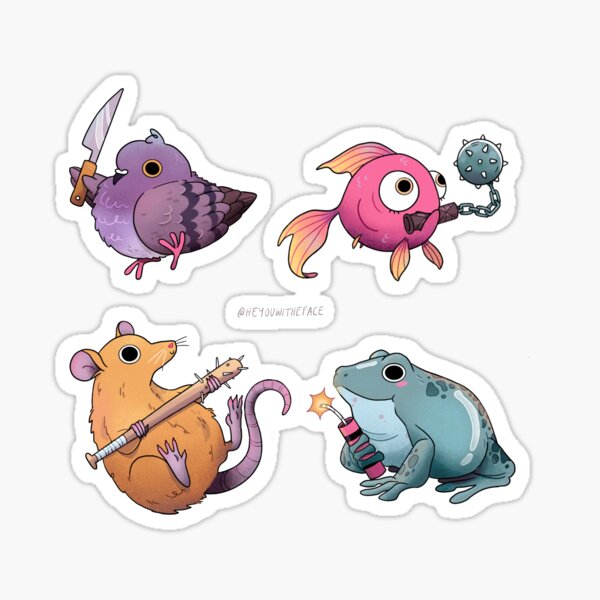 Vista previa del artículo con la obra «¡Lindas mascotas enojadas y apuñaladas!», diseñado y vendido por heyouwitheface.