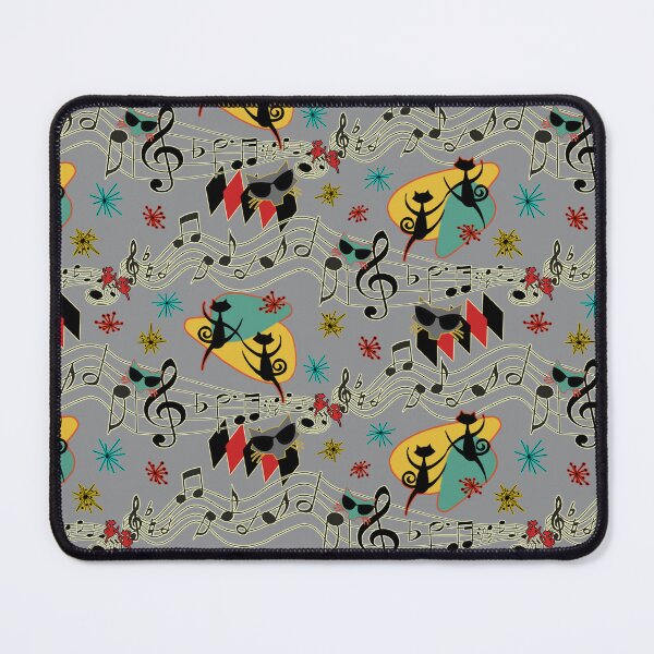 Item preview, Rockabilly Cool Cats on Gray designed and sold by bmfabricdesigns.