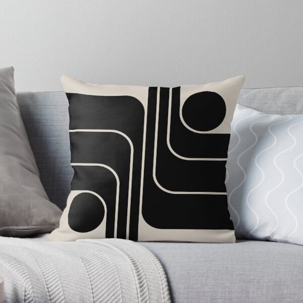 Black and white pillow, half moon mid century design, modern pillow, I –  Velvet Atelier Design