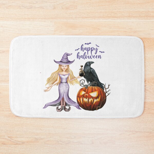 Item preview, Happy Halloween Scary Carved Pumpkin and Purple Witch designed and sold by silviaol.