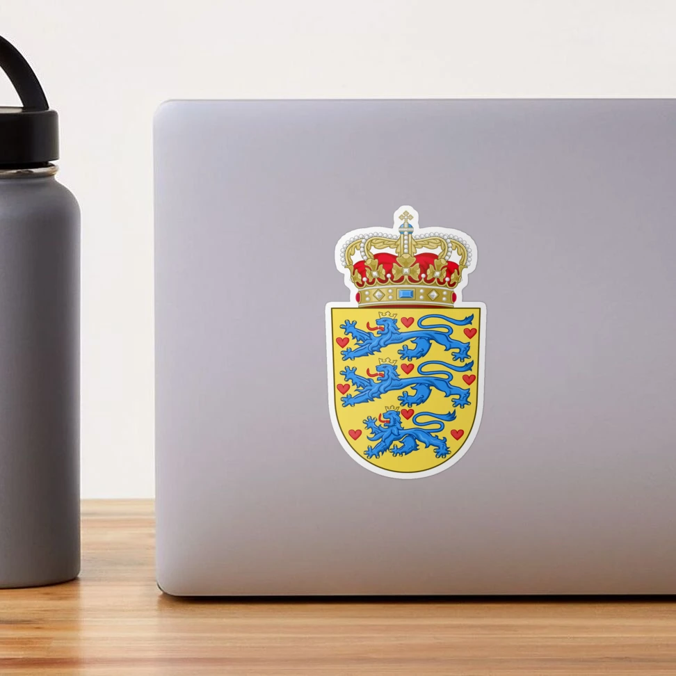 Denmark Danish Coat Of Arms National Emblem – Glossy Vinyl Bumper Sticker Decal