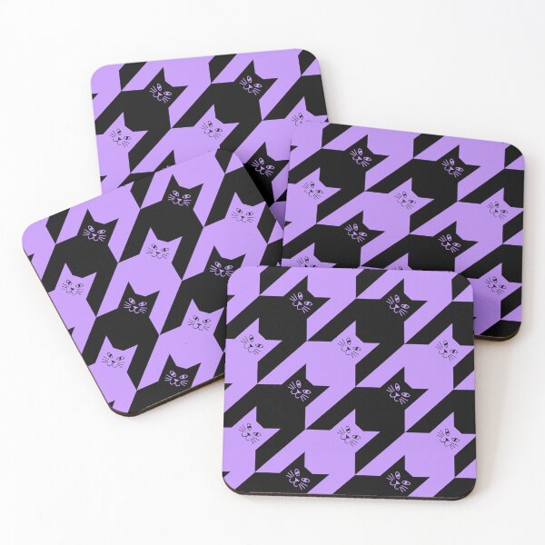 Item preview, Catstooth Black and Purple Cat Houndstooth Pattern designed and sold by Julie Erin Designs.